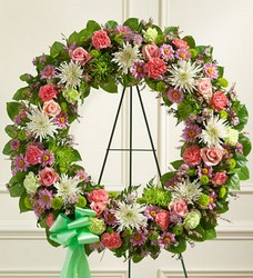 Serene Blessings Standing Wreath - Pastel Flower Power, Florist Davenport FL